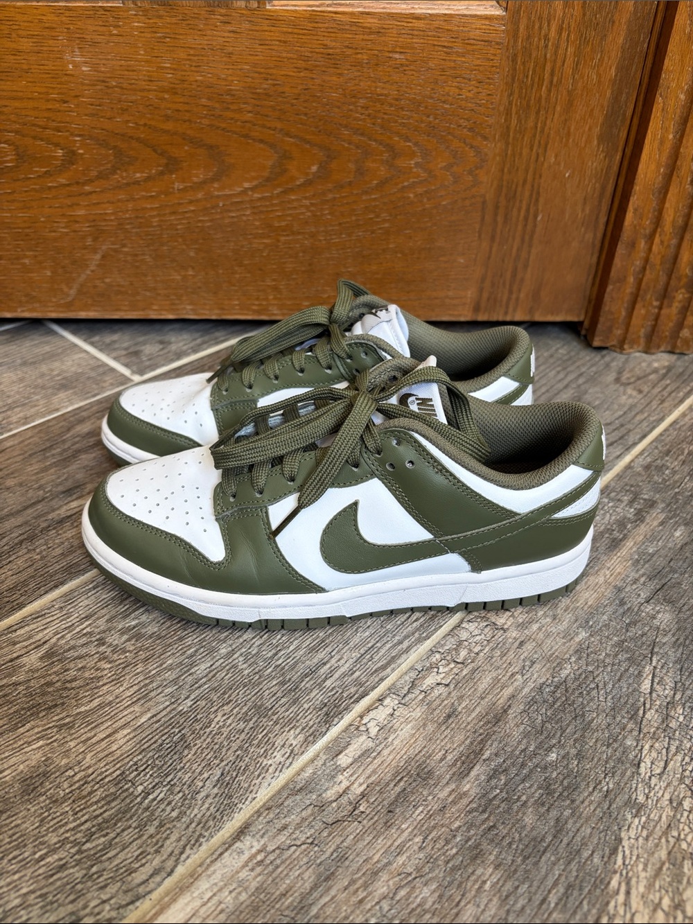 Nike Women’s Dunk Low Olive & White Size 7.5 Streetwear Athletic Sporty